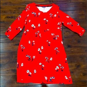 Beautiful floral midi dress in bright  red color